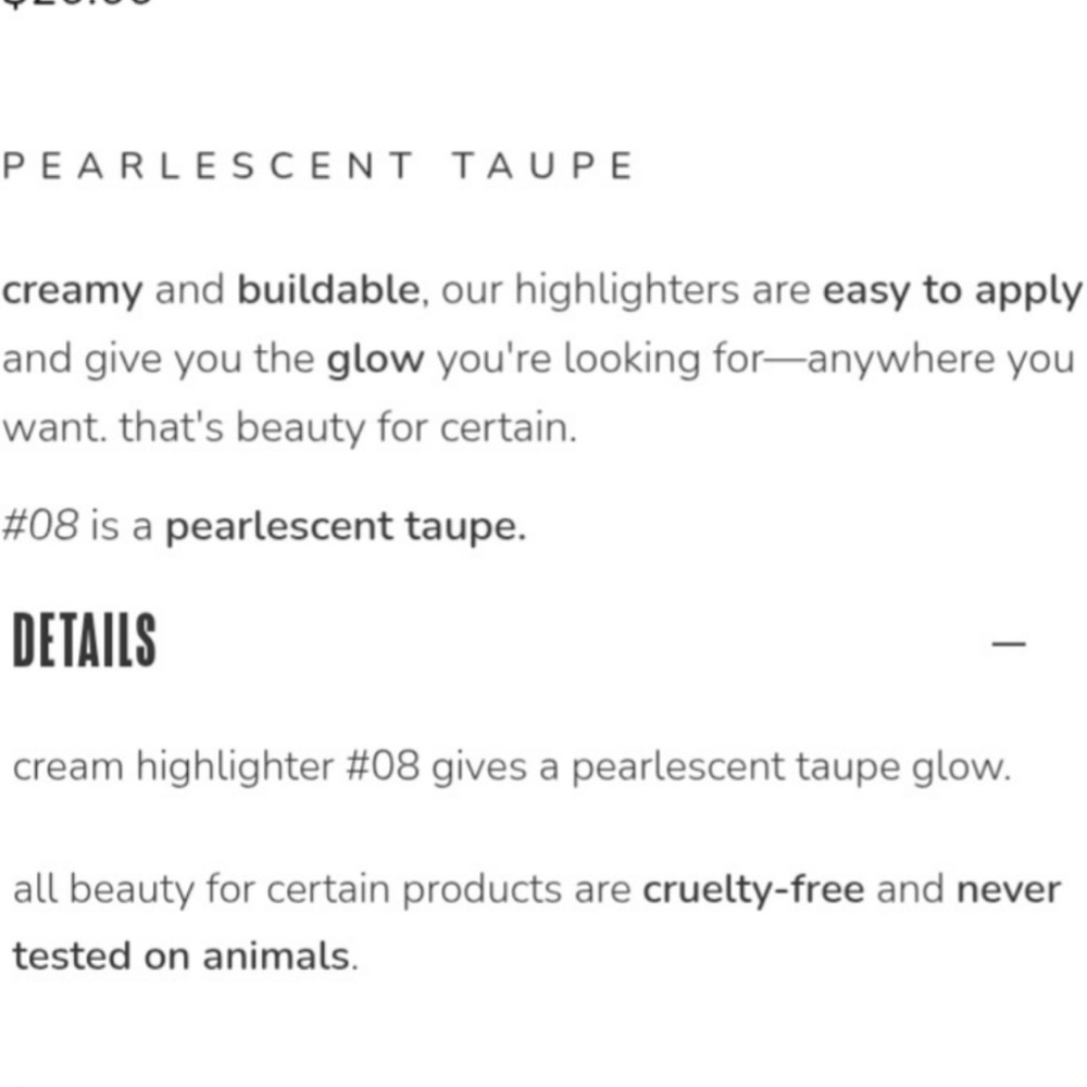 Beauty For Certain Cream Highlighter #08 Pearlescent Taupe~New in sealed package - Picture 9 of 13